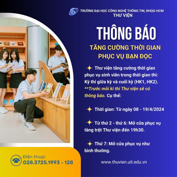 Thông báo về việc tăng cường thời gian phục vụ bạn đọc  