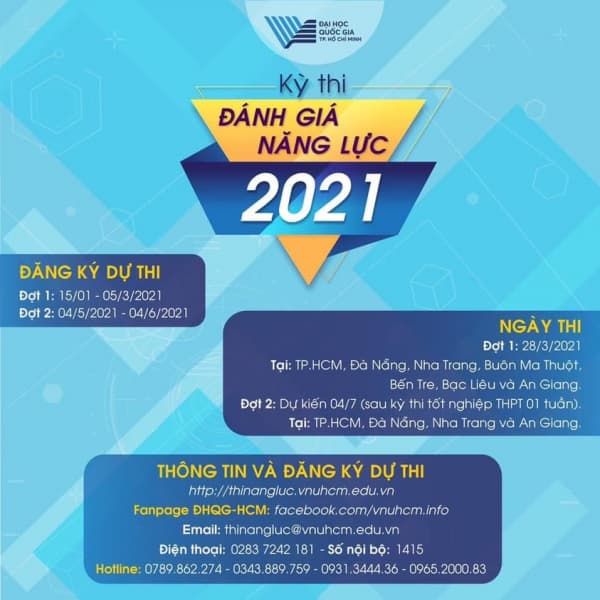 Thông tin kỳ thi Đánh giá năng lực 2021