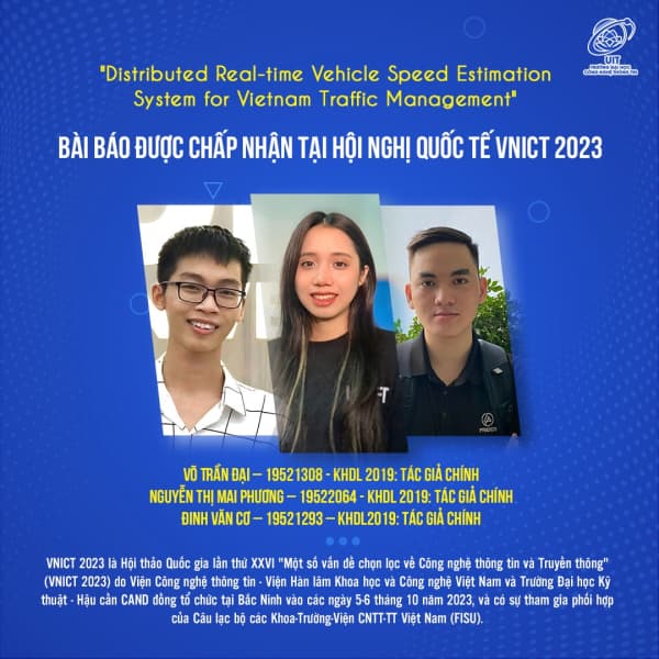 Chúc mừng 3 sinh viên ngành Khoa học Dữ liệu có bài báo khoa học được chấp nhận đăng tại Hội nghị khoa học VNICT 2023