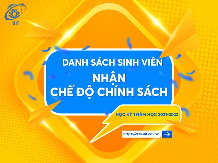 Thông báo danh sách sinh viên nhận chế độ chính sách học kỳ 1 năm học 2021-2022