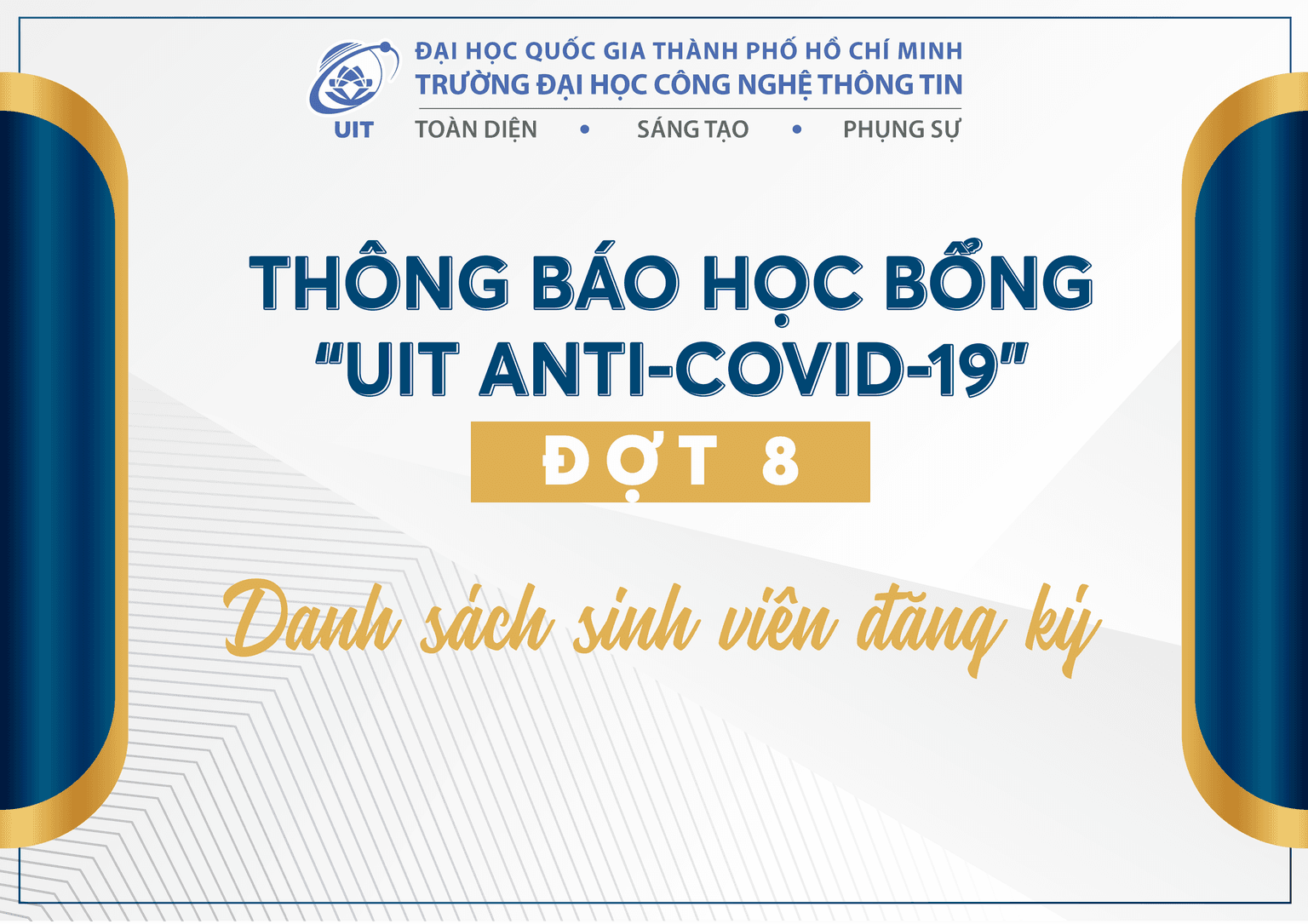 Danh sách sinh viên đăng ký học bổng UIT Anti-Covid-19 (Đợt 8)