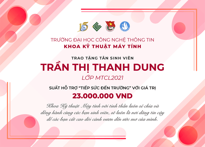KHOA KỸ THUẬT MÁY TÍNH HỖ TRỢ TÂN SINH VIÊN THEO ĐUỔI ƯỚC MƠ ĐẠI HỌC 