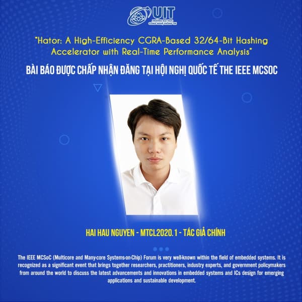 Chúc mừng sinh viên Nguyễn Hải Hậu có bài báo khoa học được đăng tại Hội nghị quốc tế THE IEEE MCSOC