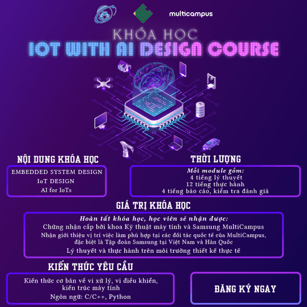 ĐÓN ĐẦU CÔNG NGHỆ 4.0 VỚI IoT WITH AI DESIGN COURSE