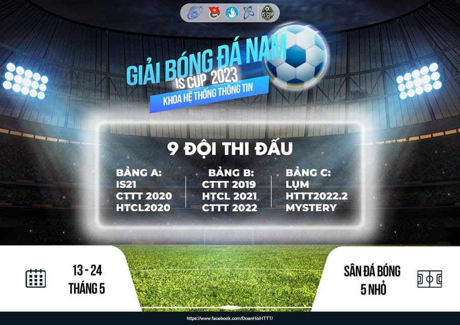 [IS CUP 2023 | Thể lệ giải bóng đá nam khoa Hệ thống Thông tin năm 2023