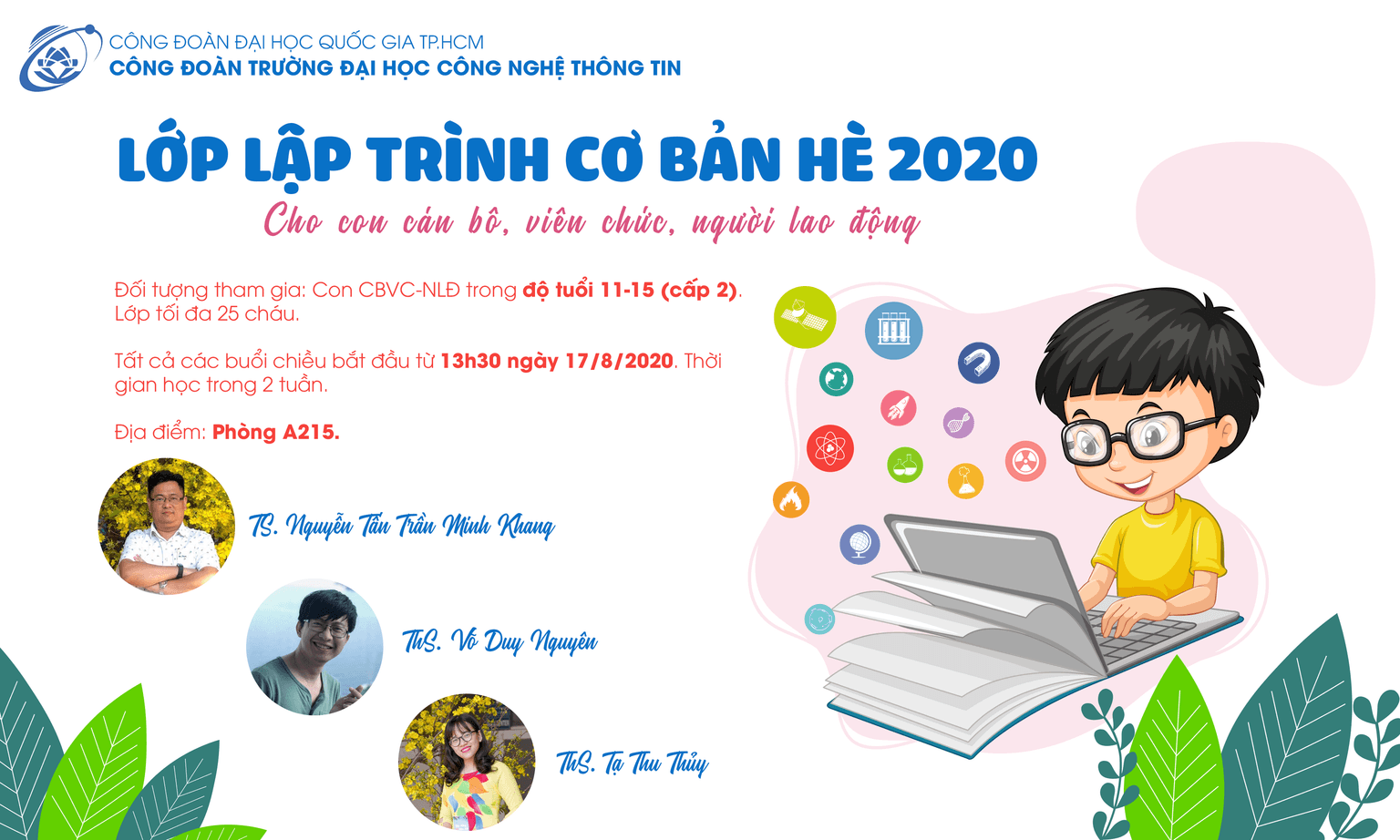 Lớp dạy Lập trình cơ bản hè 2020 cho con CBVC-NLĐ