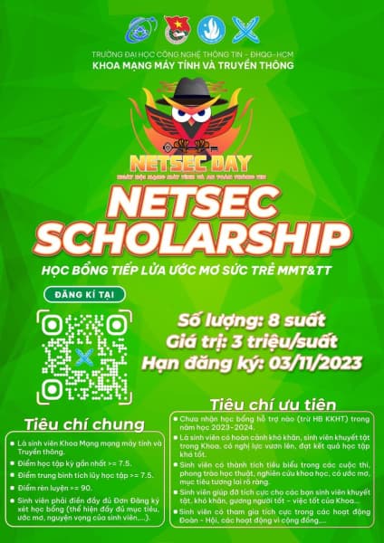 NetSec Scholarship 2023 Đăng ký học bổng NetSec Scholarship 2023