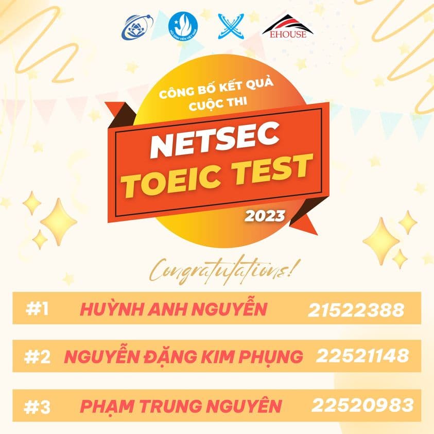 NetSec Toeic 2023 - Công bố kết quả thi thử Toeic