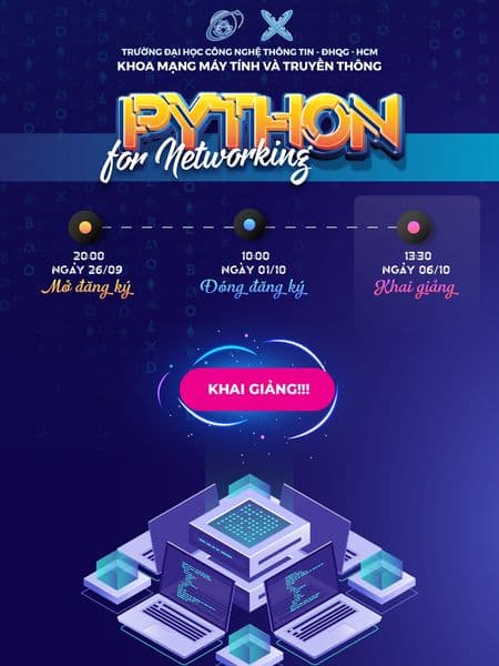 Phòng thực hành E3.1 khai giảng lớp Python for Networking 