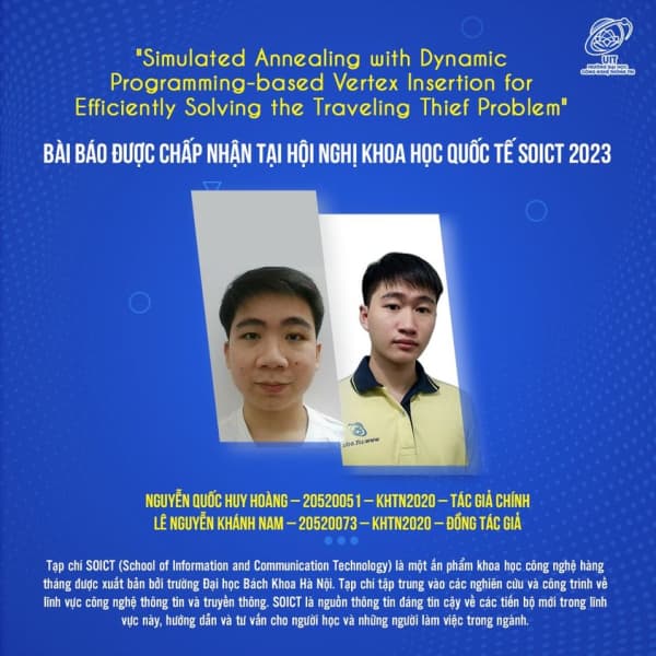 Chúc mừng 02 sinh viên khoa học tài năng có bài báo khoa học được chấp nhận đăng tại Hội nghị khoa học SOICT 2023
