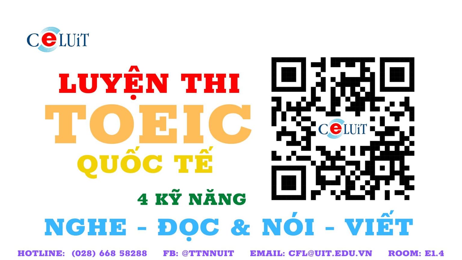 Thông báo chiêu sinh khóa luyện thi Toeic 4 kỹ năng Nghe - Nói - Đọc - Viết