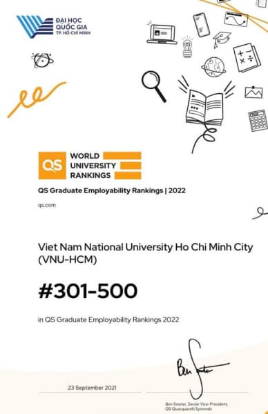 CHẤT LƯỢNG ĐẦU RA CỦA CỰU SINH VIÊN ĐHQG-HCM THUỘC TOP 200 THẾ GIỚI