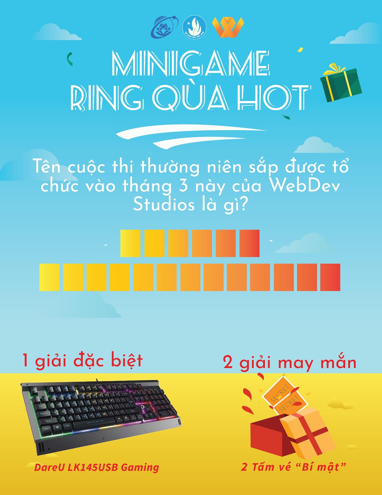Tham gia minigame "Ô chữ bí mật" cùng câu lạc bộ WebDev Studios