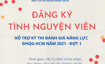 ĐĂNG KÝ TÌNH NGUYỆN VIÊN  HỖ TRỢ KỲ THI ĐÁNH GIÁ NĂNG LỰC ĐHQG-HCM NĂM 2021 - ĐỢT 1