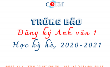 THÔNG BÁO: ĐĂNG KÝ ANH VĂN 1 HK HÈ 2020-2021