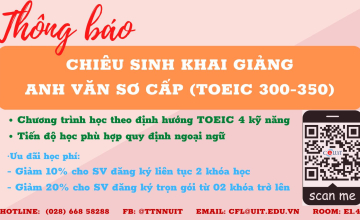 Thông báo chiêu sinh Anh văn sơ cấp (Toeic 300 - 350)