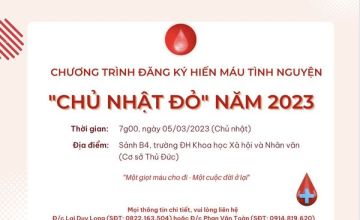 Chủ nhật Đỏ 2023 - Mở đơn đăng ký hiến máu tình nguyện