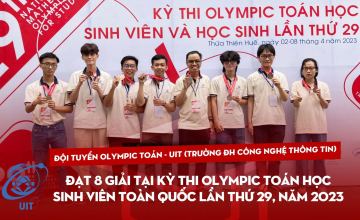 Đội tuyển Olympic Toán UIT đạt 08 giải thưởng tại Kỳ thi Olympic Toán học sinh toàn toàn quốc lần thứ 29, năm 2023