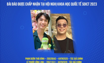 Hai sinh viên Phan Doãn Thái Bình và Lê Phước Vĩnh Linh - Khoa học Tài năng có bài báo khoa học được chấp nhận đăng tại Hội nghị khoa học SOICT 2023