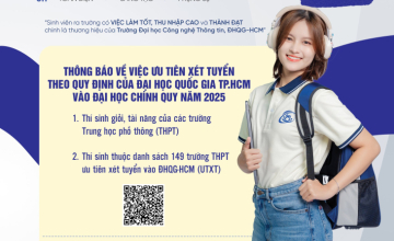 Thông báo về việc ưu tiên xét tuyển theo quy định của Đại học Quốc gia TP.HCM vào đại học chính quy năm 2025 